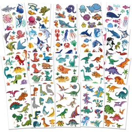 Temporary Tattoos for Kids, 20 Sheets Kids Temporary Tattoos - Waterproof & Long Lasting, Party Bag Fillers, 250+ Designs for Boys Girls, Party Favors, Birthday Gifts, Creative Play (Dinosaur)