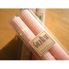 Gold Rush Beeswax Glitter Candles, 8 Inch Champagne Color, Boxed Set of 2 Candles