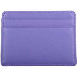 Womens Genuine Leather RFID Protected Credit/Travel Card Holder Pouch - Violet