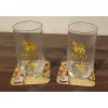 Singha Set of 2 Singha Beer Glasses Thailand with Coasters