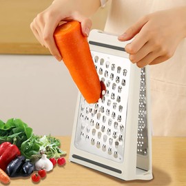 Cheese Grater, Cheese Grater with Container, Box Grater Cheese Shredder Lemon Zester Graters for Kitchen Stainless Steel Food Ginger Potato Vegetables Peeler