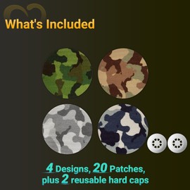 Libre 3 Sensor Covers Waterproof, 20-Pack Amolyfe Freestyle Libre 3 Covers, Bump-Proof with Hard Cap, Waterproof Breathable Medical CGM Adhesive Patches, 14-Day CGM Protection (Camo)