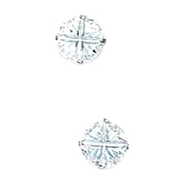 14k White Gold 5mm 4 Segment Round Cubic Zirconia Basket Set Earrings Stud Earring for Women