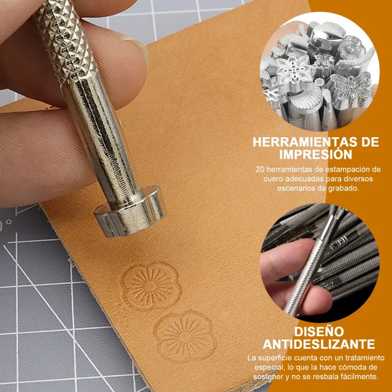Juego De 20 Troqueles Para Grabado Artesanal En Cuero