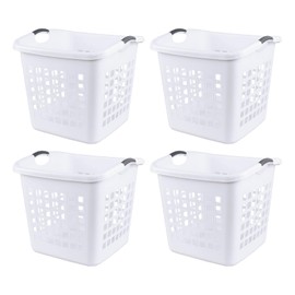 Zerdyne 70 L Large Dirty Clothes Laundry Baskets, Plastic Large Laundry Hamper, White, 4-Pack