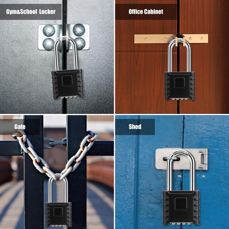 Diyife Heavy Duty Combination Padlocks Outdoor, [Weatherproof] Long Shackle 52mm