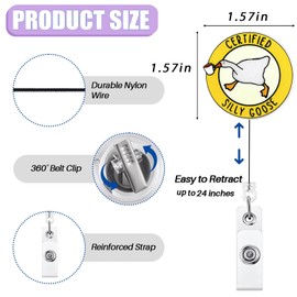 Certified Silly Goose Badge Reel Retractable, Funny Badge Reel for Nurse Nursing Student RN CNA LPN Medical Worker & Office Staff, Silly Goose Badge Holder with Alligator Clip & 24” Durable Nylon Cord