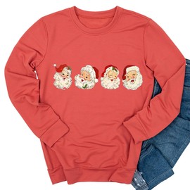 Yimoya Leopard Merry Christmas Tree Sweatshirt Womens Plaid Holiday Merry Blouse Xmas Tops (Bean Red Santa, L)