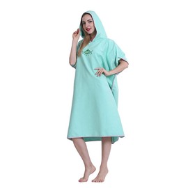 Bath Poncho, Surf Poncho, Ultralight Hand Towel, Bath Towel Poncho, Beach Changing Aid, Quick-Drying Bathrobe Made of Microfibre for Women Men Children 90 x 110 cm (Mint Green)