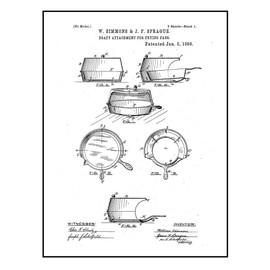Draft Attachment For Frying Pans Patent Print Black Ink on White with Border (8" x 10") M13762