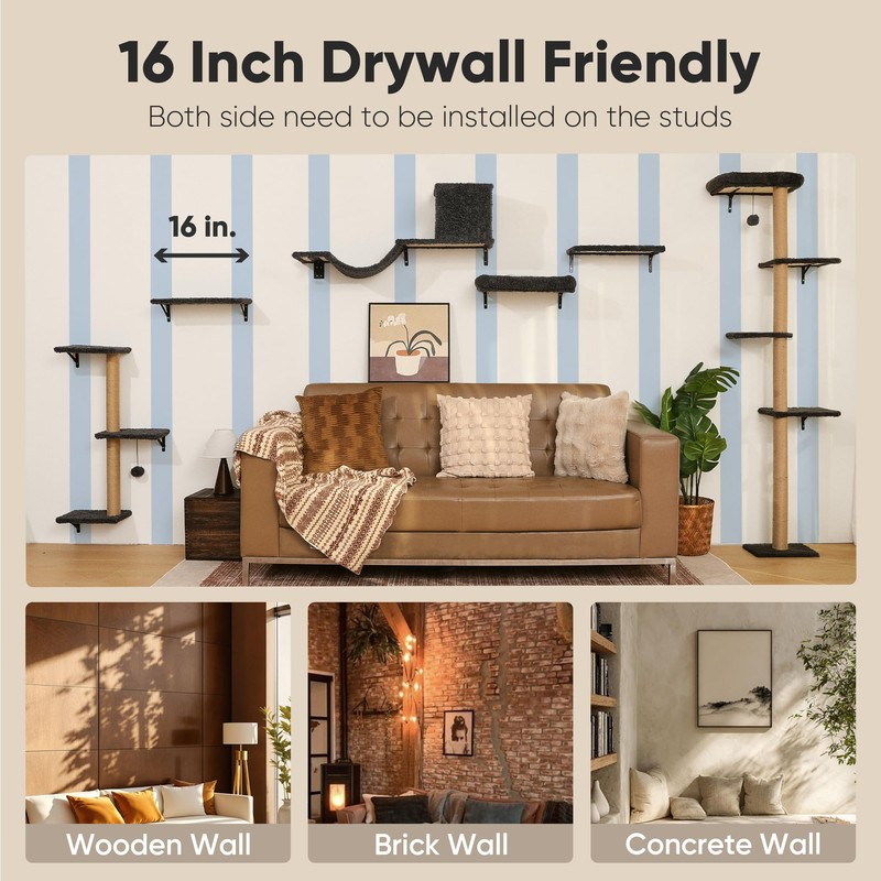 FUKUMARU Cat Wall Shelves, Stable & Safe 4 in 1