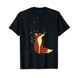 Cute Fox Cherry Blossom Design Japanese Wildlife Lover T-Shirt