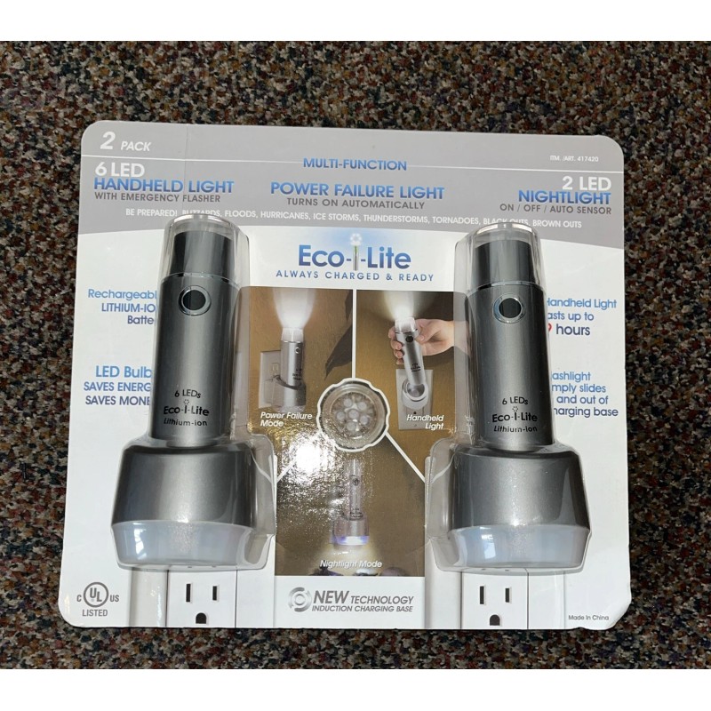 Capstone Eco-i-Lite Power failure light, Handheld light, Nightlight (2 Pack