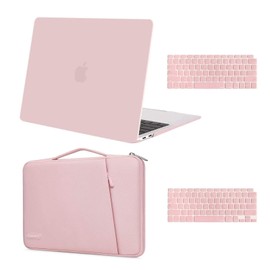 MOSISO Funda Dura Compatible con MacBook Air 13 Pulgadas 2022 2021 2020 2019 2018 A2337 M1 A2179 A1932 con Pantalla Retina,Plástico Carcasa Rígida&360 Protectora Bolsa&Piel de Teclado, Cuarzo Rosa