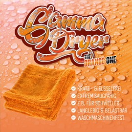 Nuke Guys Gamma Dryer S – Ultra Absorbent Handy Drying Cloth 1400 gsm Orange 40 x 40 cm – Lint-Free Rounded Soft Fibres Scratch-Free – Premium Microfibre Cloth for Cars, Motorcycles, Bicycles