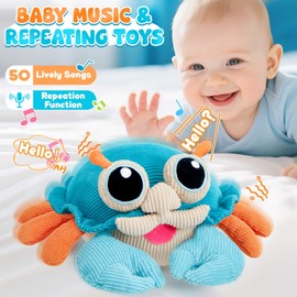 Tacobear Crawling Crab Toy Baby Toys 6 to 12 Months, Musical Bouncing Dancing Crab Toddler Interactive Sensory Toys for 1 2 3 Year Old Boys Girls Gifts, Montessori Toys for Babies 6-12 Months (Blue)