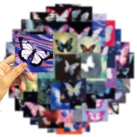 50pcs Cute Butterflies Stickers - Vinyl Kids Stickers for Water Bottle Laptop Skateboard Phone - Retro Sticker for Girls Boys Adults Teens