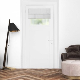 YSYY 100% Blackout French Door Curtains, Wrinkle Free, Room Darkening, Blocks Light and Heat Through Glass. Drill-Free， Easy Installed Door Window Curtains. (Greyish White,1 Panel, 24"x 18")