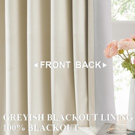 Vision Home Champagne Ivory Velvet Pinch Pleated Full Blackout Curtains Room Darkening Pleat Velvet Drapes 102 inch for Living Room Bedroom Thermal Insulated Window Panels with Hooks 40"Wx102Lx2,Beige