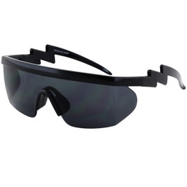 FLAWLESS EYEWEAR Semi Rimless Performance Wrap Around Sport Style Retro Mirrored Unisex Sunglasses (Black)