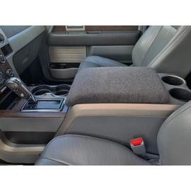 Auto Console Covers- Fits The Ford F-150 SVT Raptor Supercrew, Platinum Supercrew 2010-2014 Center Console Armrest Cover Fleece - Dark Gray