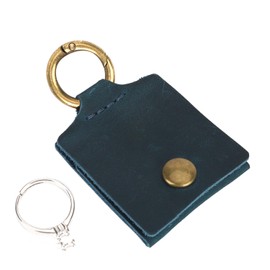 XIHIRCD Leather Keychain Ring Holder, Portable Travel Ring Holder Jewelry Travel Pouch Ring Pouch Wedding Travel Ring Case Small Jewelry Pouch for Gym Workout Trip (Blue)