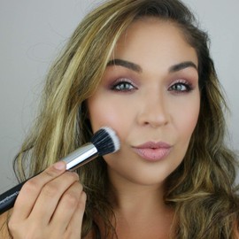 Large Stippling Foundation Makeup Brush – Beauty Junkees Flat Top Duo Fiber Synthetic Stipple Make Up Brushes, Sheer Flawless Blending Liquid, Cream, Powder Cosmetics, Vegan, Cruelty Free