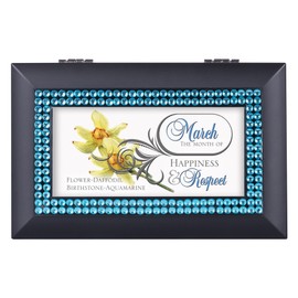 Cottage Garden March Happiness Respect Aquamarine Matte Black Jewelry Music Box Plays Wonderful World
