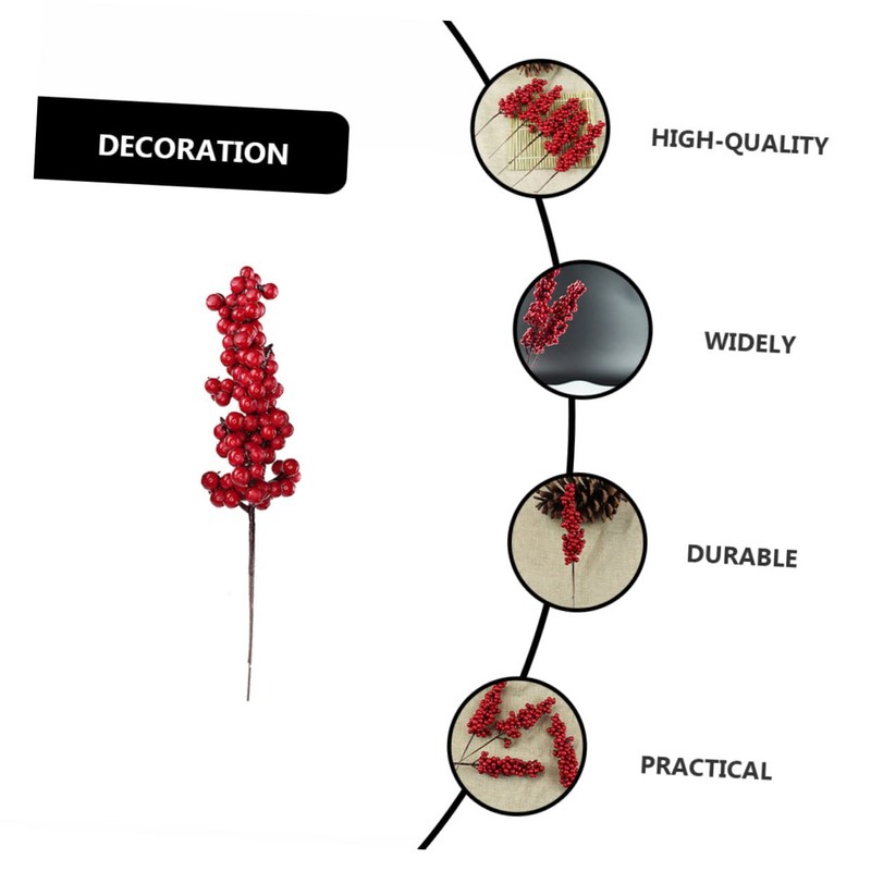 Gadpiparty 24pcs Artificial Berry Stems for Christmas Tree Decor Simulated