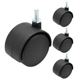 suiwotin 4pcs 2 Inch Swivel Caster Wheels, M6 Threaded Stem Caster Wheels, Heavy Duty Casters, Black Nylon Wheel Replacement for Furniture, Table, Cabinet, Shelf