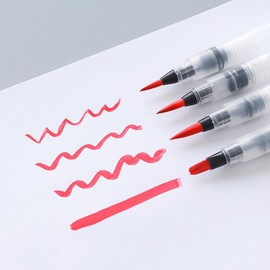 STOBOK 4PCS Water Brush Pen Set – Fine, Medium, Large & Flat Tips for Watercolor Painting, Easy Control for Beginners and Professionals, Ideal for Sketching, Journaling & Outdoor Art