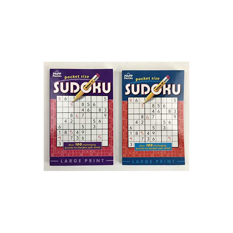Pocket Size Large Print Sudoku PAPP Puzzles Bundle/2