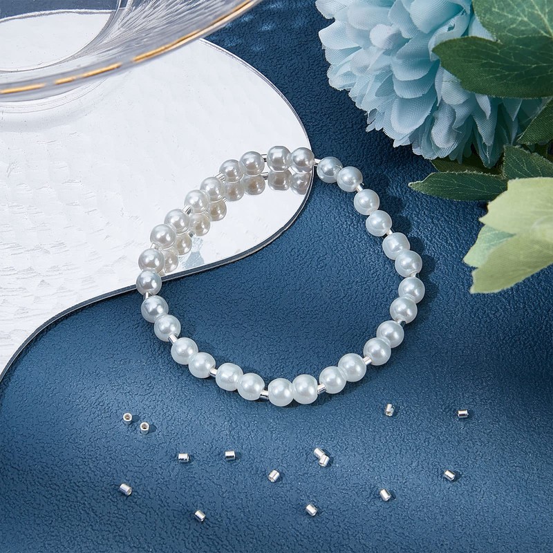Beebeecraft 1 Box 50Pcs Crimp Tube Beads 925 Sterling Silver