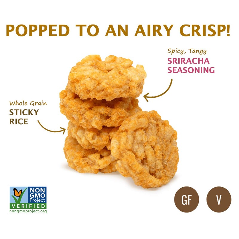 Woodridge Snacks | Sticky Rice Chips | Sriracha Flavor |