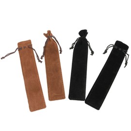 Longdex Pen Bag 20PCS Black and Brown Velour Drawstring Pen Pouch Flannelette Case Pencil Sleeve Holder