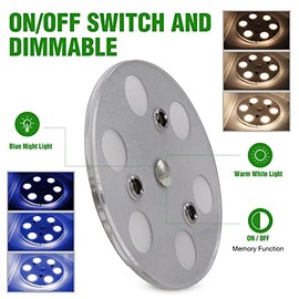 LED RV Dome Light, 12V Dimmable Ceiling Light with Touch Switch and Blue Night Light, 12Volts RV Puck Light, Decorative Interior Light for RV Camper T