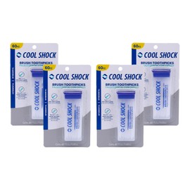 Cool Shock | Palillo Interdental 60pz. Doble punta con cepillo. Elimina residuos de comida y ayuda a prevenir el mal aliento. Práctico estuche. Caja con 4 pz