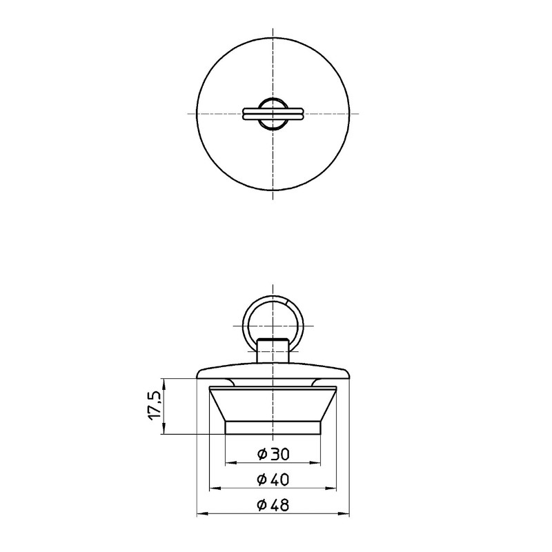 SANEI H27F-40 W-Type Rubber Stopper for Baths, Drain Diameter: 1.5–1.6