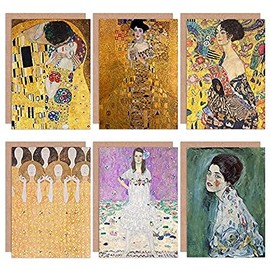 Gustav Klimt Portrait Lady Fan Kiss Adele Bloch Bauer Fine Art Greeting Card Pack of 6