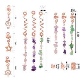 hoyuwak 40 Pcs Hair Jewelry for Braids Loc Dreadlock Accessories Hair Beads Clips Cuffs Charms Rings for Women Hairstyle Decoration Rave, Rose Gold