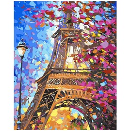 Amison Kit de Pintura de Diamantes 5D DIY Paris Torre Eiffel Color París 30x40 cm Redondo Diamante Set Arte Kit Arte Diamond Painting Paris Torre Eiffel Color París