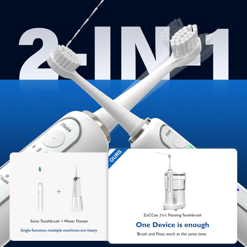 Electric Toothbrush with Water Flosser - Wireless Charging 3 in
