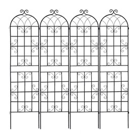 Metal Garden Trellis for Climbing Plants, 4 Pack Rustproof Wire Lattice Grid Panel, Plant Trellis Support for Potted Plants, Outdoor Decorative Vegetables Flowers Vine Trellis, Black