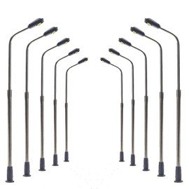 Model Street Lamp, Road Light, Lamps Pole, LED Light, White, 2.4 inches (62 mm), 1:150, Pack of 10, Railway Model, Building Model, Diorama, Scene Collection, Education, DIY