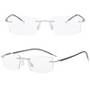 KOOSUFA Rimless Progressive Multifocal Reading Glasses 3.0 Men Women Blue