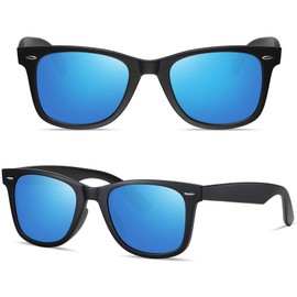 MEETSUN Polarized Sunglasses for Men Women Classic Retro Square Frame Driving Sun Glasses UV400 Protection Blue Mirrored