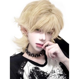 Sofeiyan Men's Wig, Wolf, Mallet Wolf, Long, Stylish Layered Twink, Natural, Small Face, Men's Clothing, Harajuku, Imechen, Cosplay, Full Wig, Black, Cosplay Wig, Unisex, Everyday Use, Wig Net