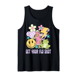 Cute Frog Peace Get Your Flu Shot Retro Vaccine Medical Tank Top
