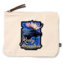 Lantern Press Rocky Mountain National Park, Colorado, Moose at Night, 100% Cotton Zipper Pouch, Travel Accessory, Go Bag