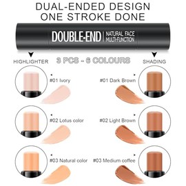 Kit de maquillaje en barra de contorno en crema de 6 colores, tonos con resaltador, rubor, barra de contorno bronceador para esculpir las mejillas, la